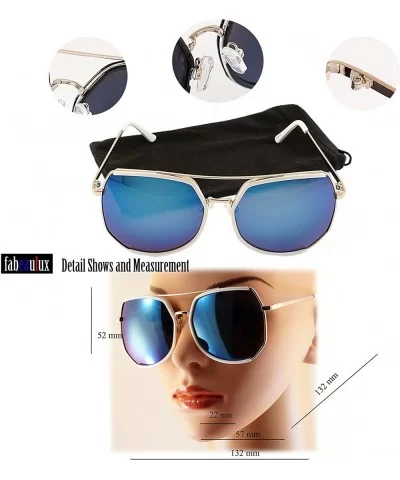 Oversize Geometric Crossbar Sunglasses Mirrored Lens A002 - Black Silver/Silver Mirror - CA1856YWGQG $11.42 Square