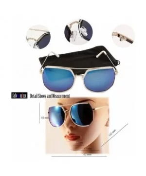 Oversize Geometric Crossbar Sunglasses Mirrored Lens A002 - Black Silver/Silver Mirror - CA1856YWGQG $11.42 Square