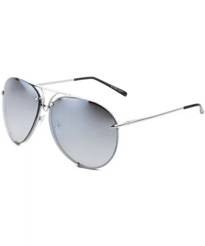 Large Rimless Aviator Sunglasses Mirror Lens Runway Fashion Mens Womens Eyewear - Silver/Silver - CF17YDNNWYA $5.81 Aviator