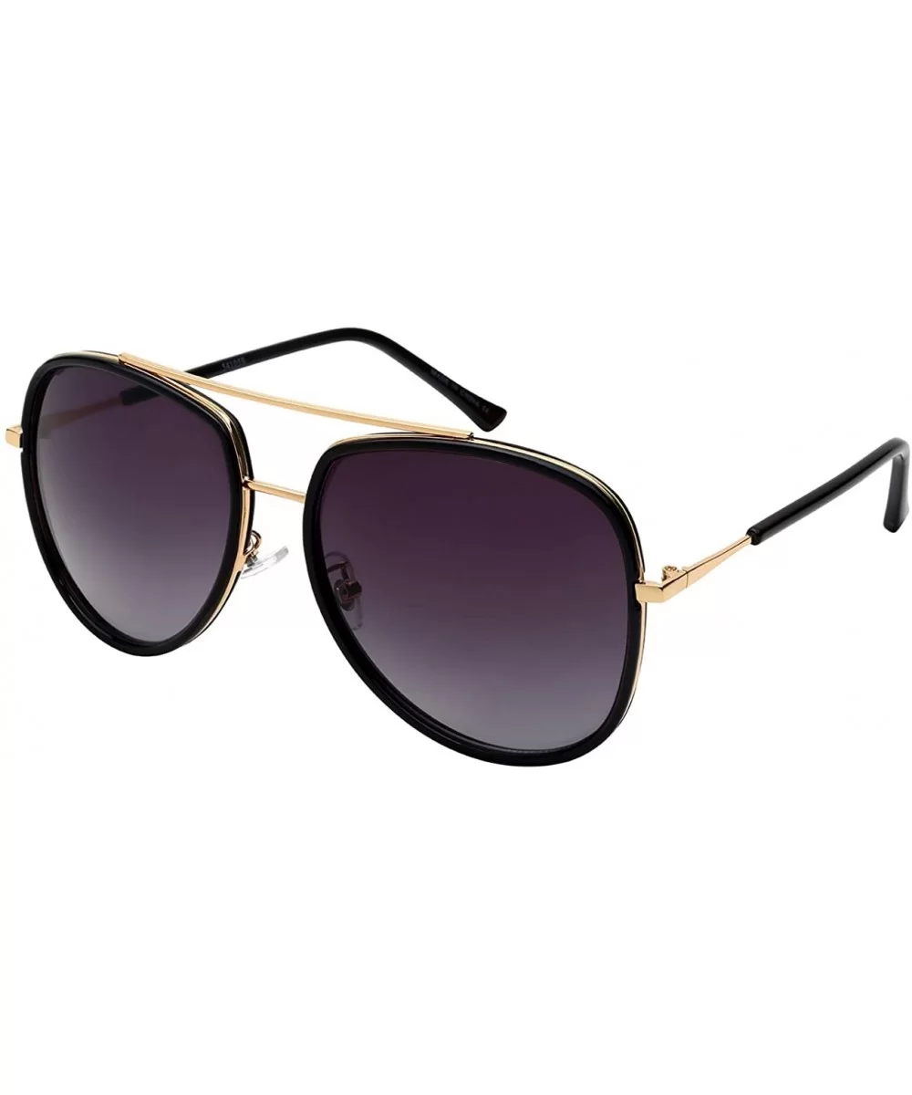 Modern Aviator Sunglasses w/Color Mirrored Lens 541059-REV - Gold+black - C312LX2PYT7 $6.77 Aviator