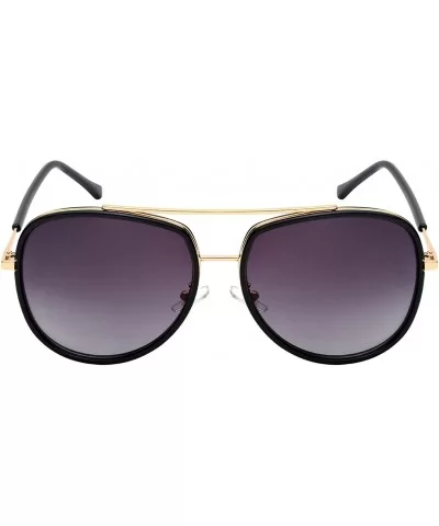 Modern Aviator Sunglasses w/Color Mirrored Lens 541059-REV - Gold+black - C312LX2PYT7 $6.77 Aviator