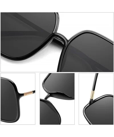 Polarized Sunglasses for Women Vintage Big Frame Shades UV400 Protection - C1 Black Frame/Grey Lens - C6196DC00G5 $10.44 Sport