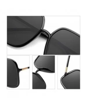 Polarized Sunglasses for Women Vintage Big Frame Shades UV400 Protection - C1 Black Frame/Grey Lens - C6196DC00G5 $10.44 Sport