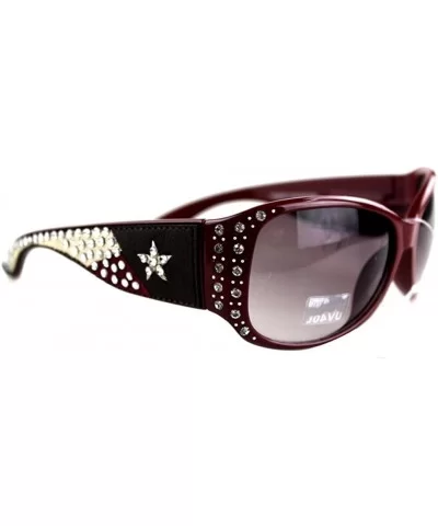 Texas Flag Patriotic Lone Star USA Rhinestone Sunglasses Red Blue - Red White Blue - CM18E6K7IK9 $23.95 Rectangular