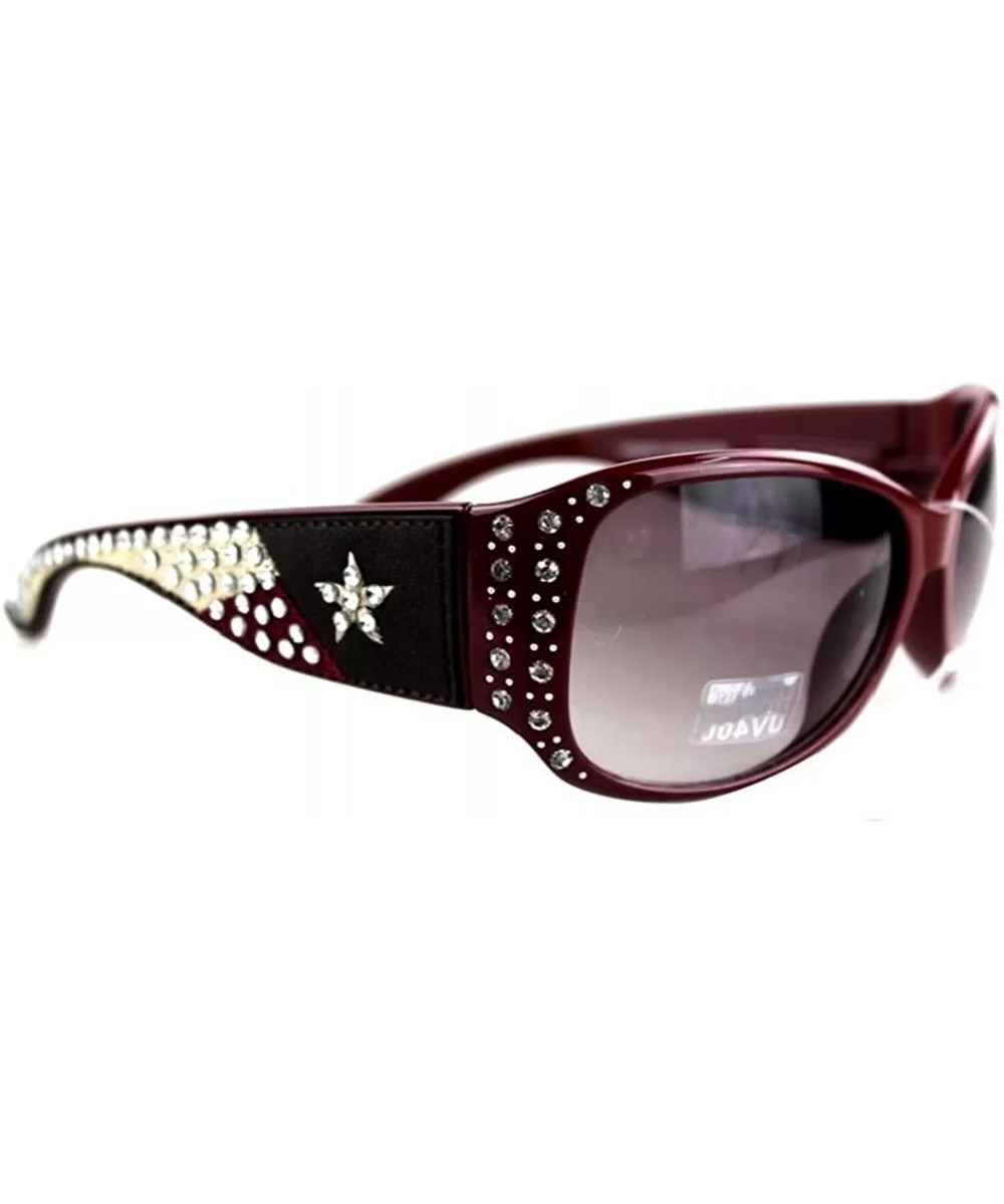 Texas Flag Patriotic Lone Star USA Rhinestone Sunglasses Red Blue - Red White Blue - CM18E6K7IK9 $23.95 Rectangular