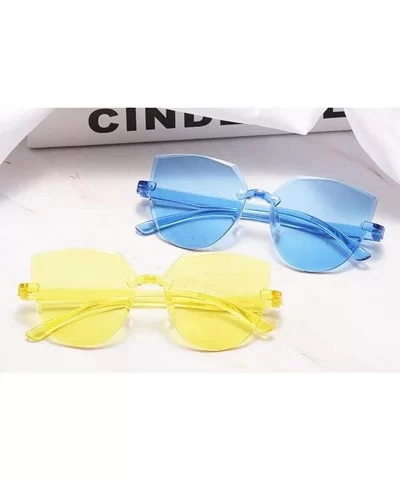 Unisex One Piece Jelly Candy Colorful Eyewear Transparent Frameless Multilateral Shaped Sunglasses - C - C61900XKT5R $4.70 Ri...