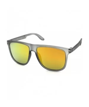 Mens Minimal Matte Sport Flat Top Rectangular Horn Sunglasses - Slate Orange Mirror - C618UXZNLL4 $5.70 Rectangular