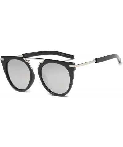 The perfect blend of edgy and feminine - these double-bridged round Sunglasses - Grey - CS18WU0ICTO $12.77 Goggle