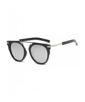 The perfect blend of edgy and feminine - these double-bridged round Sunglasses - Grey - CS18WU0ICTO $12.77 Goggle