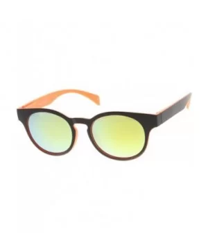 Mod Fashion Two-Tone Flash Mirror Lens Round Horn Rimmed Sunglasses - Black-orange Sun - C111XOOBXD9 $5.42 Round