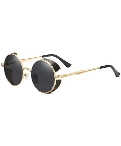 2020 new round frame polarizer retro fashion classic punk sunglasses unisex - Gold Grey - CR190GWTHH8 $11.44 Rectangular