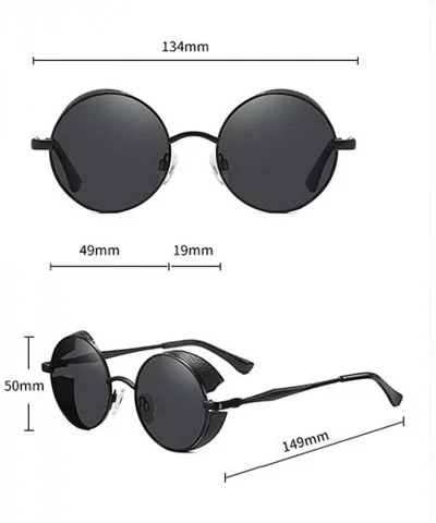 2020 new round frame polarizer retro fashion classic punk sunglasses unisex - Gold Grey - CR190GWTHH8 $11.44 Rectangular