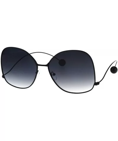 Womens Sunglasses Low Curved Ball Tip Temple Fashion Shades - Black (Smoke) - CS184KX6240 $9.06 Oversized