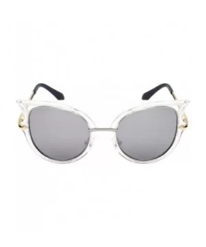 Chic Cut-Out Cat Eye Sunnies With Color Mirror Lens 32163-REV - Clear - C412IK3V239 $7.78 Oversized