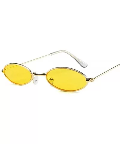 Small Oval Sunglasses For Men Male Retro Metal Frame Yellow Red Vintage Black - Yellow - CW18Y6T746X $6.98 Aviator