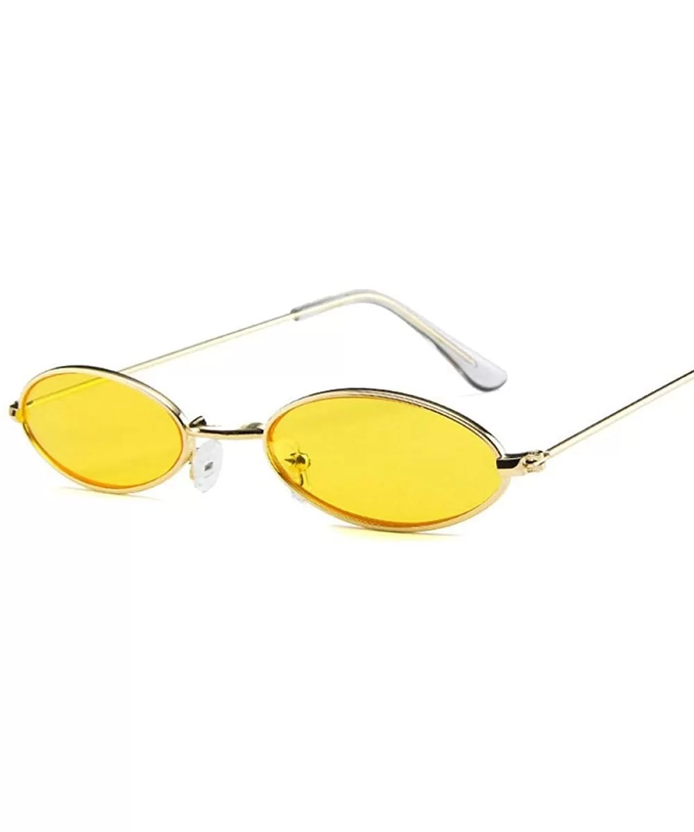 Small Oval Sunglasses For Men Male Retro Metal Frame Yellow Red Vintage Black - Yellow - CW18Y6T746X $6.98 Aviator