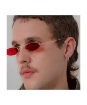 Small Oval Sunglasses For Men Male Retro Metal Frame Yellow Red Vintage Black - Yellow - CW18Y6T746X $6.98 Aviator