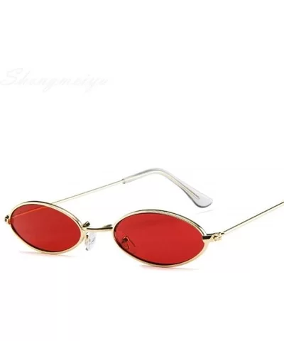 Small Oval Sunglasses For Men Male Retro Metal Frame Yellow Red Vintage Black - Yellow - CW18Y6T746X $6.98 Aviator