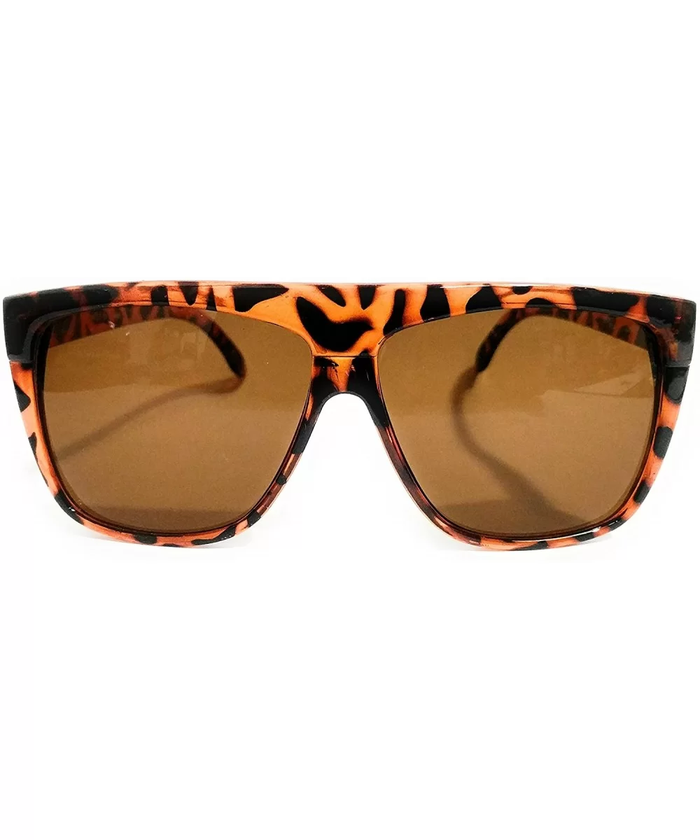 All Black Sunglasses Lemo Super Dark Flat Top Mob Oversized Rectangular Frame (Tortoise/Brown - 54mm) - CV185LQEKOT $6.61 Rec...