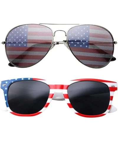 2 Pair Combo Patriotic American US Flag Sunglasses Bulk USA - C417Z2N24L5 $9.68 Wayfarer