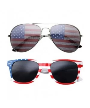 2 Pair Combo Patriotic American US Flag Sunglasses Bulk USA - C417Z2N24L5 $9.68 Wayfarer