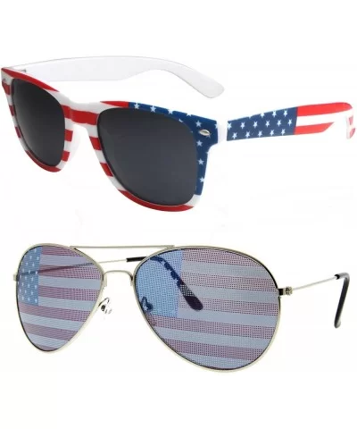 2 Pair Combo Patriotic American US Flag Sunglasses Bulk USA - C417Z2N24L5 $9.68 Wayfarer