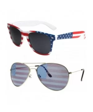 2 Pair Combo Patriotic American US Flag Sunglasses Bulk USA - C417Z2N24L5 $9.68 Wayfarer