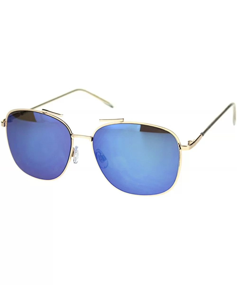 Womens Fashion Sunglasses Chic Designer Style Square Shades UV 400 - Gold (Blue Mirror) - C218WU6NTSK $6.96 Square