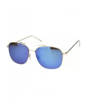 Womens Fashion Sunglasses Chic Designer Style Square Shades UV 400 - Gold (Blue Mirror) - C218WU6NTSK $6.96 Square