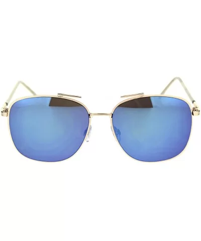 Womens Fashion Sunglasses Chic Designer Style Square Shades UV 400 - Gold (Blue Mirror) - C218WU6NTSK $6.96 Square