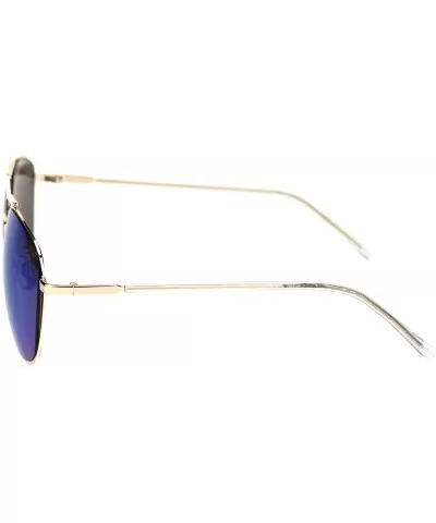 Womens Fashion Sunglasses Chic Designer Style Square Shades UV 400 - Gold (Blue Mirror) - C218WU6NTSK $6.96 Square