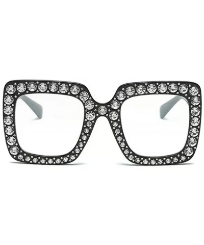 Extra Large Squared Elton Crystal Sunglasses Bling Rhinestone Concert Glasses - Black Frame Clear White Lenses - CE18ANRLO8T ...