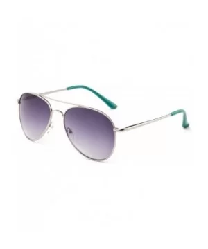 "Classik" Classic Pilot Style Sunglasses with Gradient Lenses - Silver/Teal - CY12MF2ZNDV $7.68 Aviator