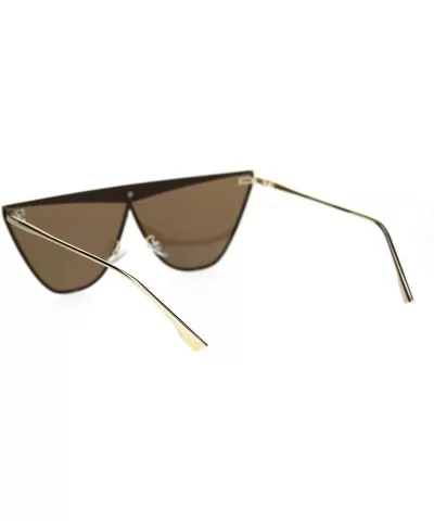 Womens Metal Rim Flat Top Cat Eye Retro Goth Sunglasses - Gold Solid Brown - CU18TT7RTIQ $9.58 Cat Eye