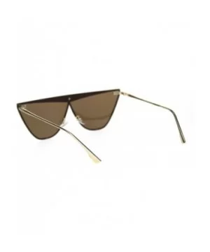 Womens Metal Rim Flat Top Cat Eye Retro Goth Sunglasses - Gold Solid Brown - CU18TT7RTIQ $9.58 Cat Eye