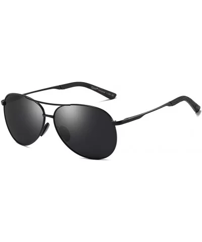 Sunglasses Polarized Protection Mirrored - 1489 Matte Black Frame Black Lens - CD18EM00LXN $10.66 Round