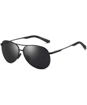 Sunglasses Polarized Protection Mirrored - 1489 Matte Black Frame Black Lens - CD18EM00LXN $10.66 Round