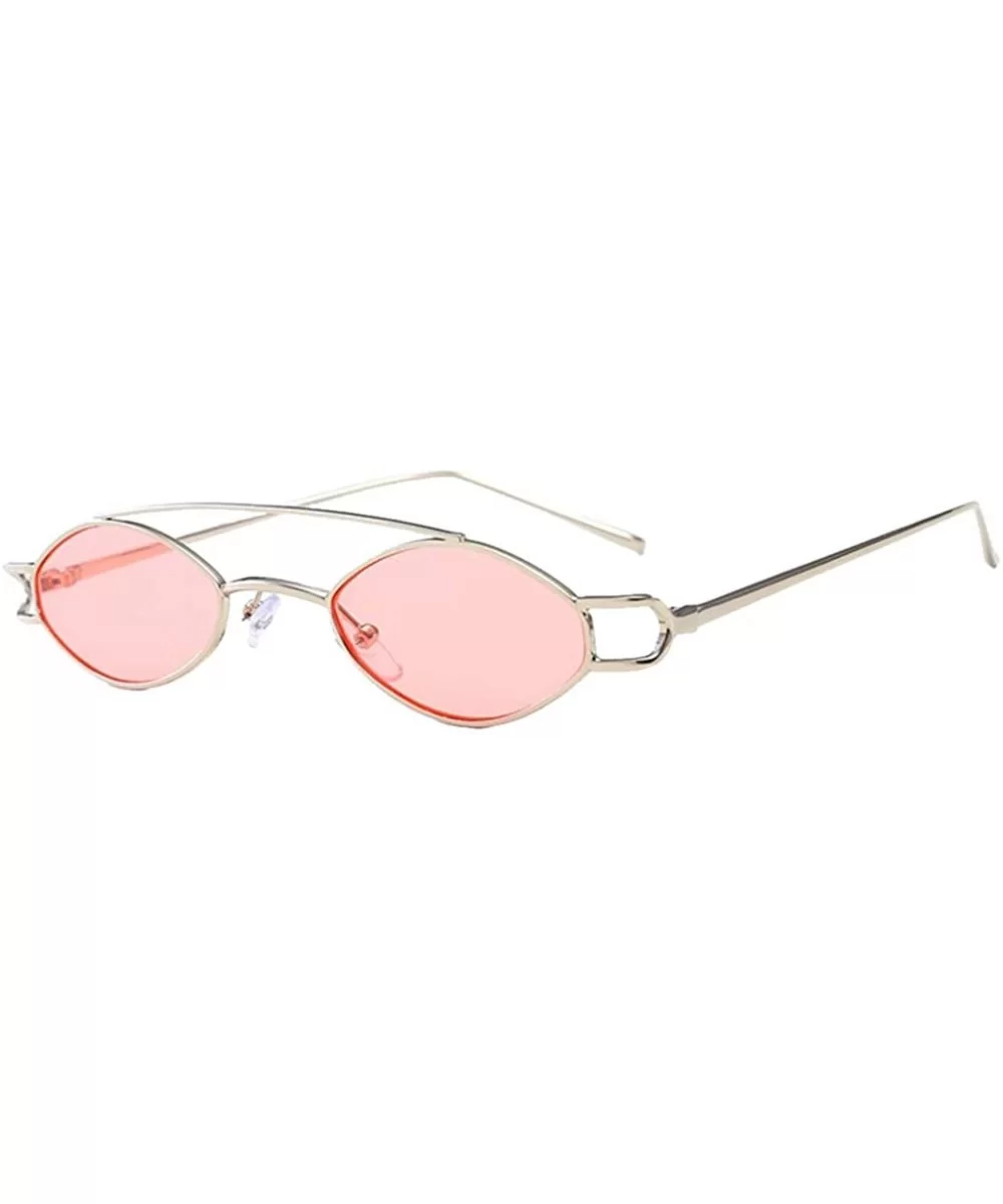 Vintage Womens Mens Metal Oval Sunglasses Glasses Shades Eyewear - Silver Frame Light Powder - CG18TDKA2LZ $11.99 Oval