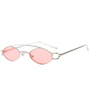 Vintage Womens Mens Metal Oval Sunglasses Glasses Shades Eyewear - Silver Frame Light Powder - CG18TDKA2LZ $11.99 Oval