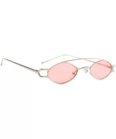 Vintage Womens Mens Metal Oval Sunglasses Glasses Shades Eyewear - Silver Frame Light Powder - CG18TDKA2LZ $11.99 Oval