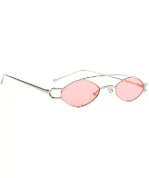 Vintage Womens Mens Metal Oval Sunglasses Glasses Shades Eyewear - Silver Frame Light Powder - CG18TDKA2LZ $11.99 Oval