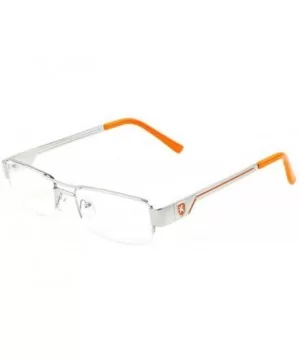 Khan Slim Half Rim Rectangular Luxury Sunglasses Clear Lenses - Silver Metallic & Orange Frame - CT18X00XUTN $7.76 Rectangular