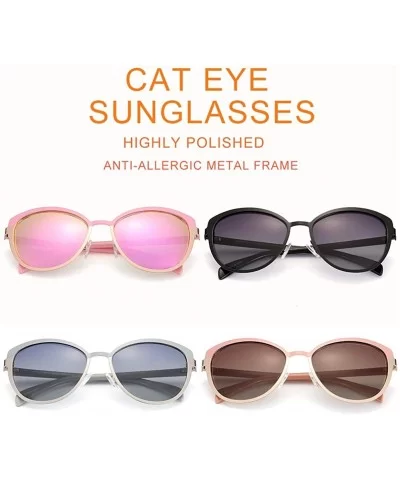 Cateye Sunglasses for Women Polarized UV Protection Retro Fashion Designer Metal Sun Glasses - Grey - CR18TGH5WLD $5.76 Cat Eye