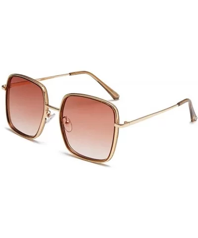 Oversized Sunglasses for Women Square Glasses UV400 Outdoor Sun Protection Glasses-7 Colors - Gold&brown - CC18QTHEKTK $11.95...