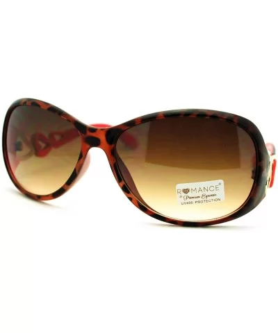 Women's Fashion Sunglasses Oval Round Frame Heart Design - Tortoise Pink - CI11NBAZVH9 $5.75 Oval