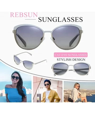 Cateye Sunglasses for Women Polarized UV Protection Retro Fashion Designer Metal Sun Glasses - Grey - CR18TGH5WLD $5.76 Cat Eye