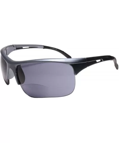 Motorcycle Riding Biker Wrap Around Sports Gray Bifocal 1.50 Reading Sunglasses - CG195D9QWEO $13.83 Wrap