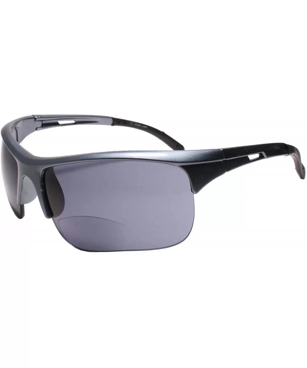 Motorcycle Riding Biker Wrap Around Sports Gray Bifocal 1.50 Reading Sunglasses - CG195D9QWEO $13.83 Wrap