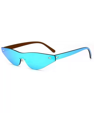 Cat's Eye Narrow Frame Sunglasses Trendy Street Photographs Cool Small Sunglasses - C7 Ice Blue - CF18W47WXOE $14.70 Sport