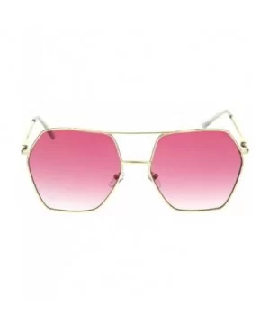 Octagonal Double Bridge Metal Rim Gradient Retro Sunglasses - Gold Pink - CO18RSY85A2 $11.41 Oversized